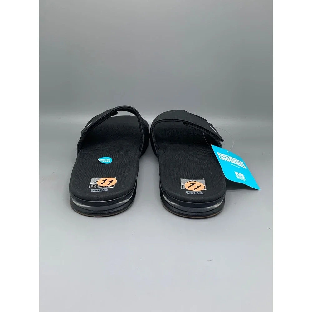 Reef Fanning Slide Black Silver Sandals CI3632 Men's Sz 11 NEW